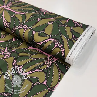 Tissu coton SATIN Abstract dark green