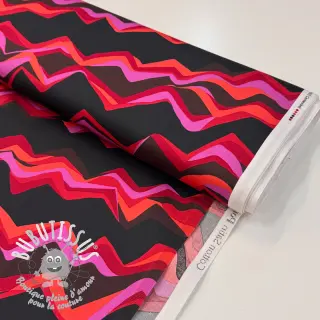 Tissu coton SATIN Abstract waves dark red