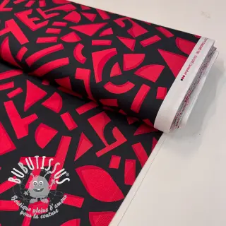 Tissu coton SATIN Geometric dark red