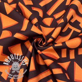 Tissu coton SATIN Geometric dark brown