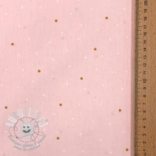 Tissu coton Sweet bear star light rose ORGANIC