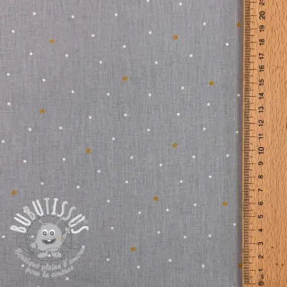 Tissu coton Sweet bear star light grey ORGANIC