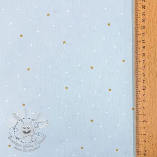 Tissu coton Sweet bear star light blue ORGANIC