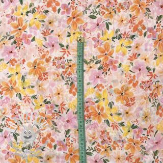 Viscose DOBBY Meadow flowers white digital print