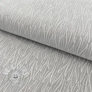 Tissu double gaze/mousseline Leaves light grey
