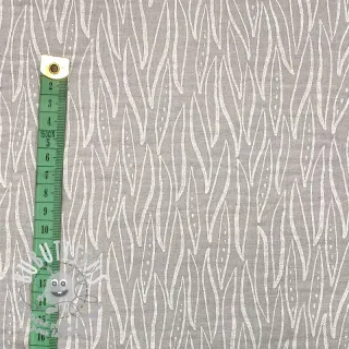 Tissu double gaze/mousseline Leaves light grey