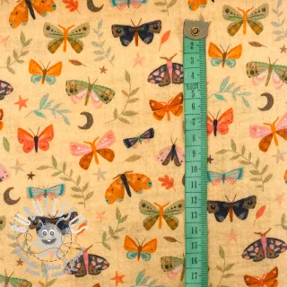 Tissu double gaze/mousseline Butterflies soft yellow digital print
