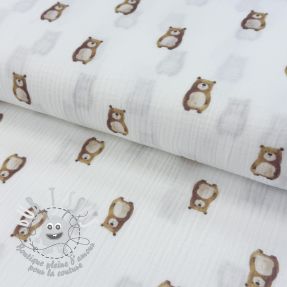 Tissu double gaze/mousseline Animals design B digital print ORGANIC