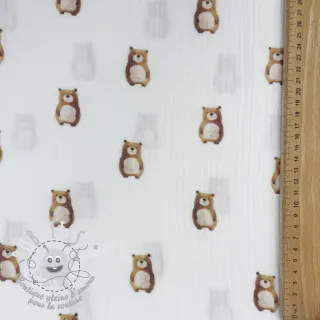 Tissu double gaze/mousseline Animals design B digital print ORGANIC