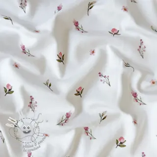 Jersey Rabbits and flowers TOSSSED white digital print