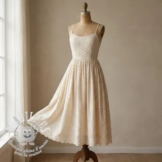 Tissu coton EMBROIDERY Rosemary off white