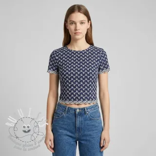Tissu coton EMBROIDERY Rosemary navy
