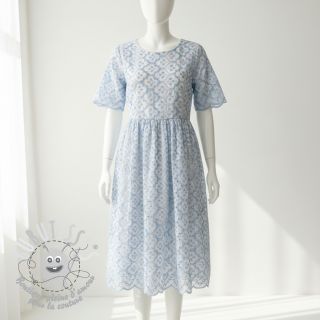 Tissu coton EMBROIDERY Lilian blue