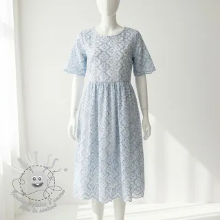 Tissu coton EMBROIDERY Lilian blue