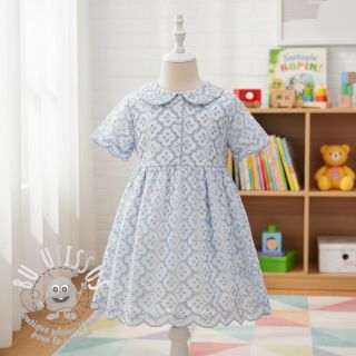 Tissu coton EMBROIDERY Lilian blue