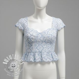 Tissu coton EMBROIDERY Lilian blue