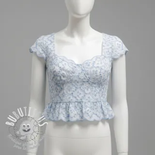 Tissu coton EMBROIDERY Lilian blue