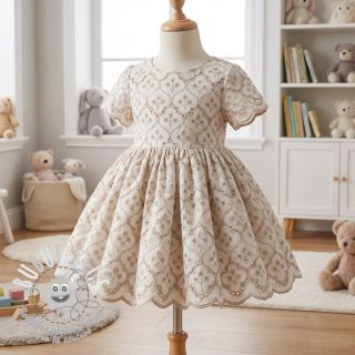 Tissu coton EMBROIDERY Lilian natural