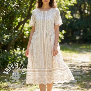 Tissu coton EMBROIDERY Lilian beige