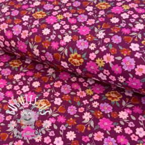 Jersey Flowers cerise digital print ORGANIC