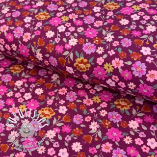 Jersey Flowers cerise digital print ORGANIC