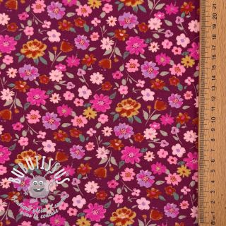 Jersey Flowers cerise digital print ORGANIC