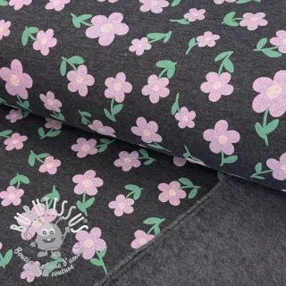 Sweat envers minkee Flowers indigo melange