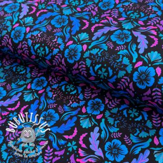 Jersey Paisley flowers black digital print