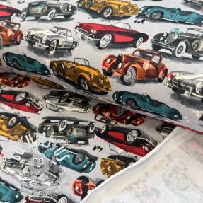 Sweat envers minkee Old cars grey digital print