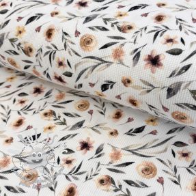 Jersey WAFFLE Flowers white digital print