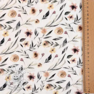 Jersey WAFFLE Flowers white digital print