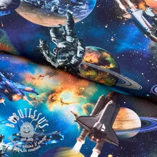 Tissu coton Space navy digital print
