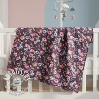 Tissu coton Flowers Anabell dark purple digital print