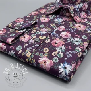Tissu coton Flowers Anabell dark purple digital print