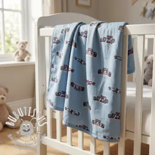Tissu coton Cars light blue