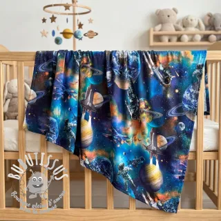 Tissu coton Space navy digital print