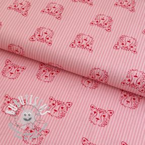 Tissu coton Leopard portrait rose