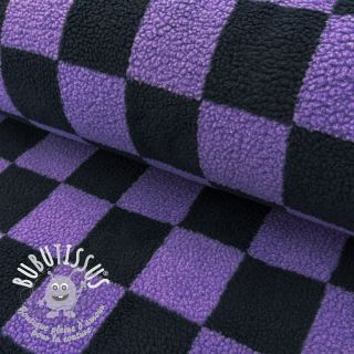 Tissu de manteau TEDDY JACQUARD Checks purple