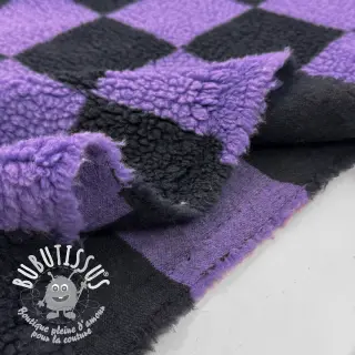 Tissu de manteau TEDDY JACQUARD Checks purple