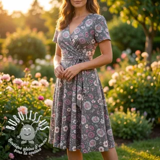 Lin avec viscose Flowers seaweed