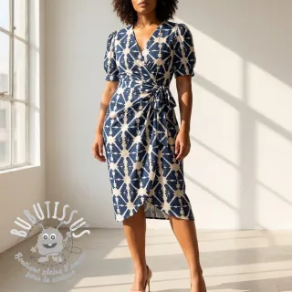Tissu coton BATIK navy