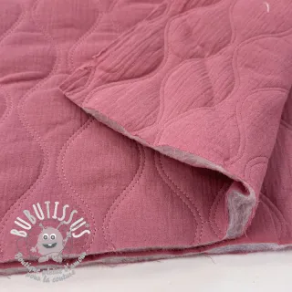 Tissu double gaze/mousseline QUILT Wave mauve