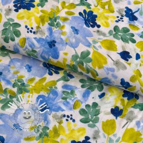 Viscose STRETCH Flowers off white digital print