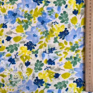 Viscose STRETCH Flowers off white digital print