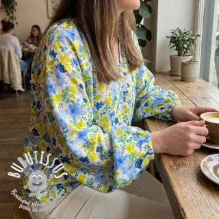Viscose STRETCH Flowers off white digital print