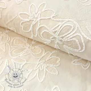Tissu coton EMBROIDERY Chenille Manon design A