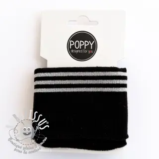 Bord-côte CUFFS LUREX 7 cm black silver