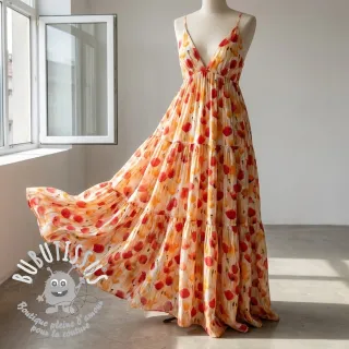 Viscose RAYON POPLIN Poppys design C