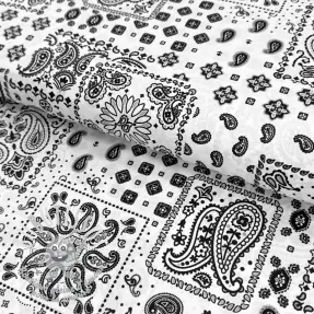 Tissu coton Kansas blanc noir