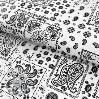 Tissu coton Kansas blanc noir